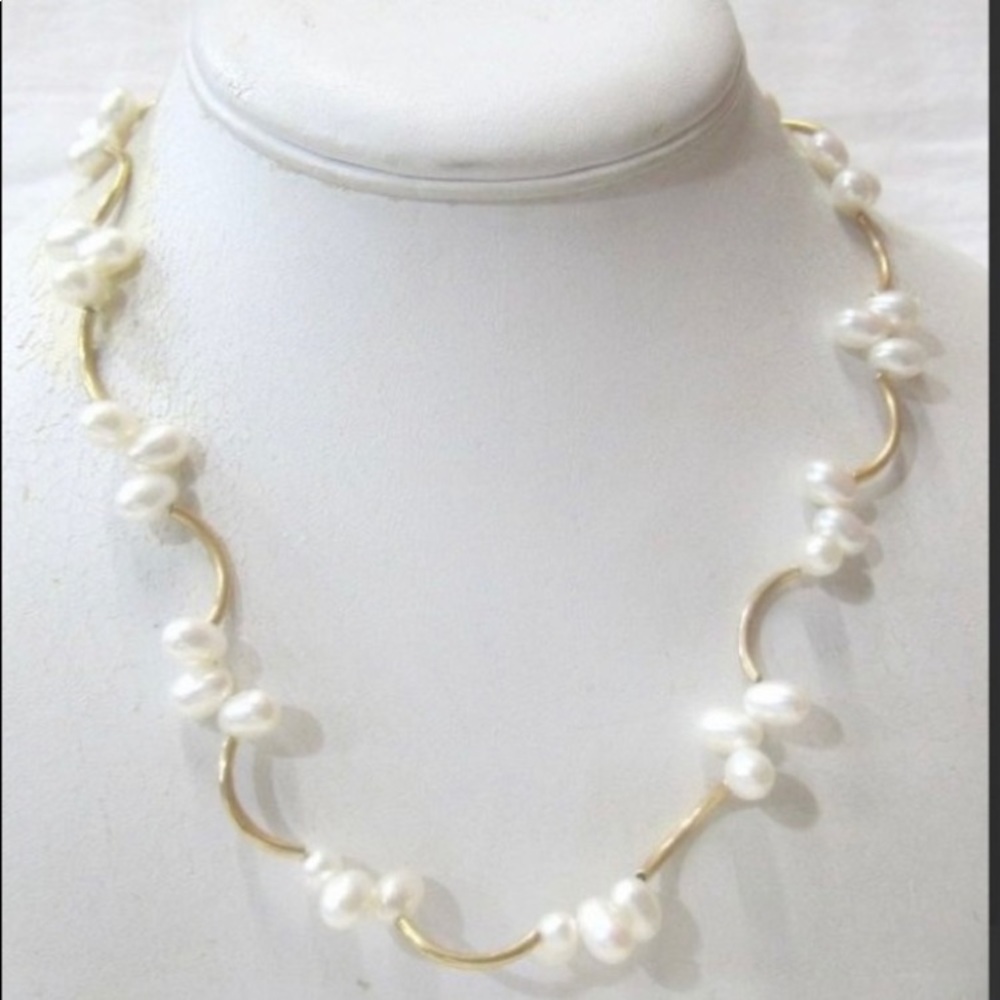 18.5" 14kgf And Pearl Necklace